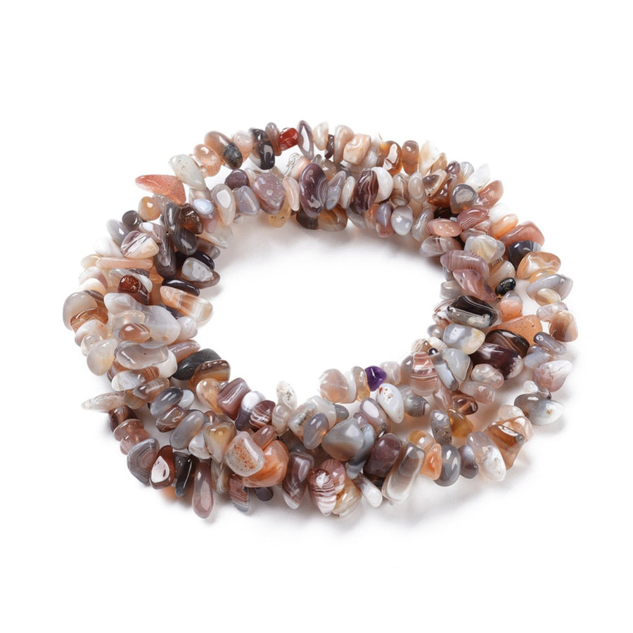 Genuine Botswana Agate Chip Beads, Semi-Precious Stone Chips for DIY Jewelry Making.  Size: approx. 5-8mm wide, 5-8mm long, hole: 1mm; approx. 32" Inches Long.  Material: Natural Botswana Chip Beads. Brown Colored Chip Beads. Polished, Shinny Finish.