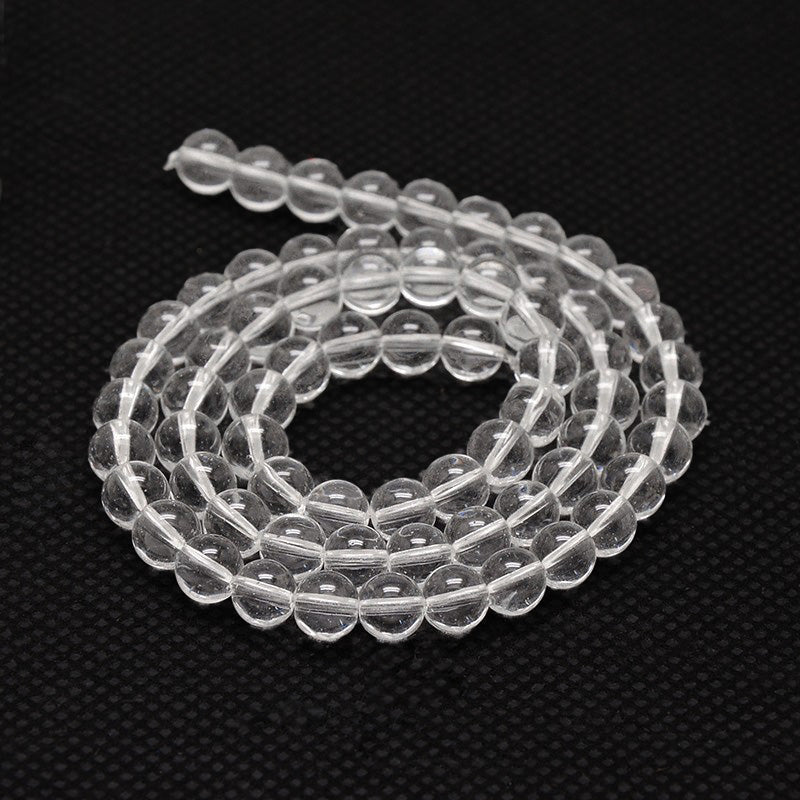 Clear Quartz Imitation, Austrian Crystal Glass Bead Strands, Round, Grade AA, Clear Color. Gorgeous, Premium Quality Clear Glass Beads for DIY Jewelry Making. Size: 10mm Diameter, Hole: 1mm; approx. 40pcs/strand, 15" inches long. www.beadlot.com