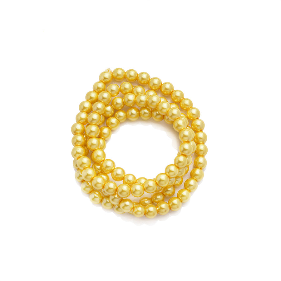 Glass Pearl Beads Strands, Round, Canary Yellow Color Pearls.  Size: 8mm in diameter, hole: 1~1.5mm, about 110pcs/strand, 32 inches/strand. www.beadlot.com