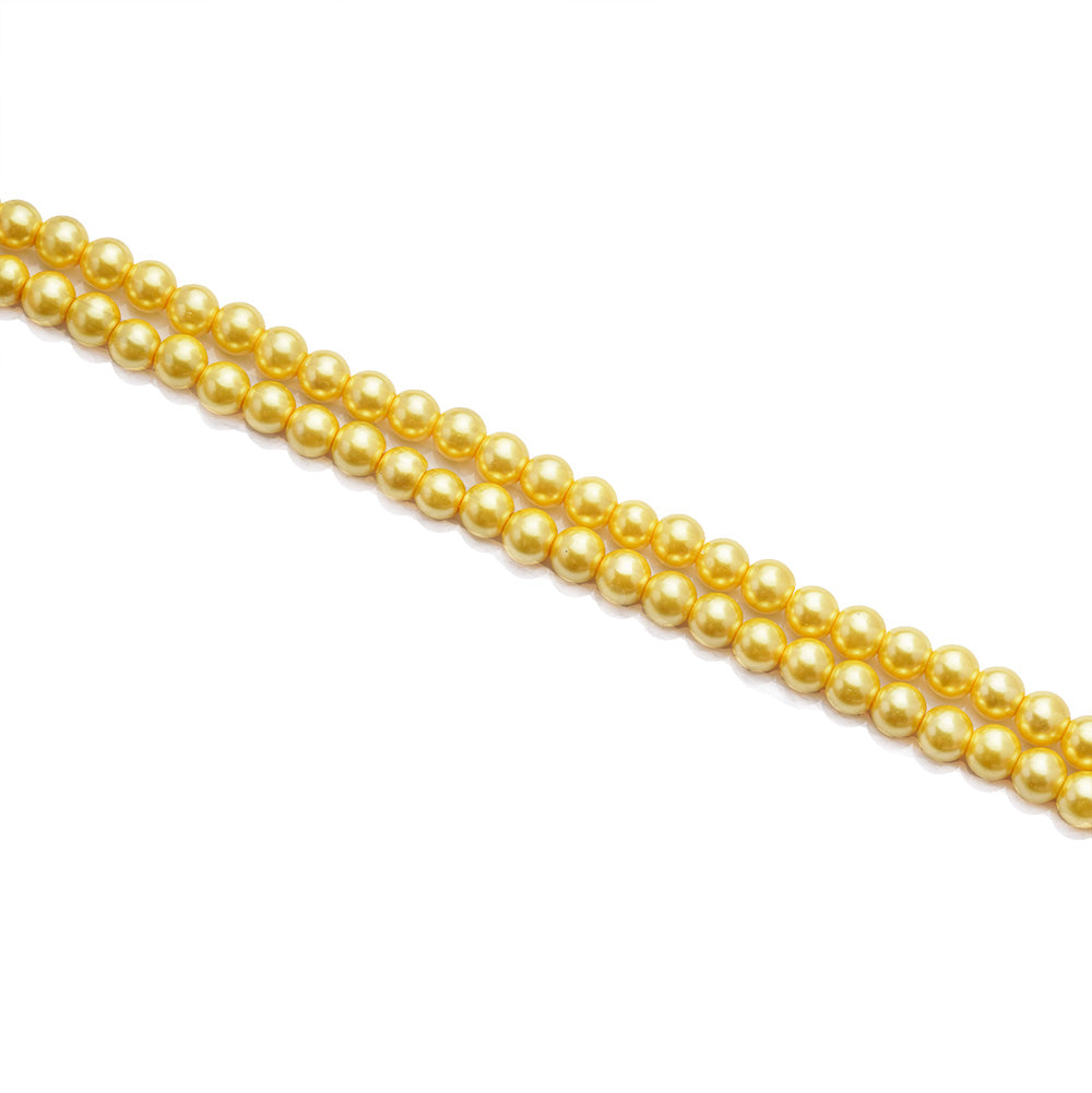 Glass Pearl Beads Strands, Round, Canary Yellow Color Pearls.  Size: 8mm in diameter, hole: 1~1.5mm, about 110pcs/strand, 32 inches/strand. bead lot