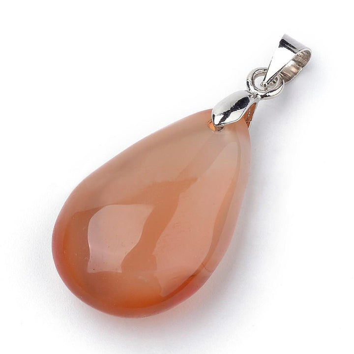 Carnelian Pendant, Semi-Precious Gemstone, Teardrop, 24x14x8mm, 1pcs/package