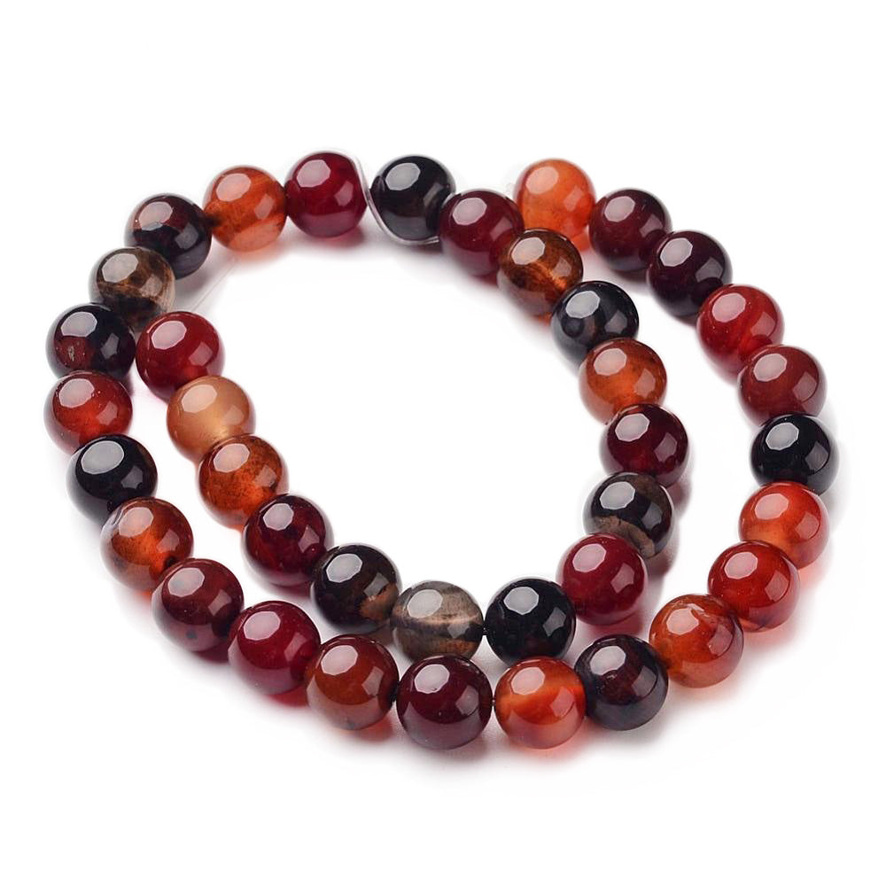 Premium Quality Natural Chocolate Agate Beads, Round, Brown Chocolate Color. Semi-Precious Gemstone Beads for Jewelry Making. Great for Stretch Bracelets and Necklaces.  Size: 8mm Diameter, Hole: 1mm; approx. 46pcs/strand, 15" Inches Long.