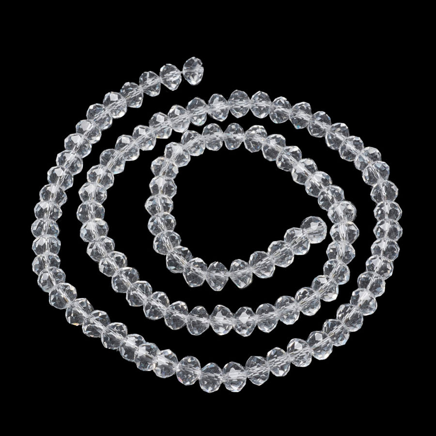 Glass Crystal Beads, Faceted, Clear Color, Rondelle, Austrian Imitation Glass Crystal Beads.   Available Sizes:  10x7mm 8x6mm 6x5mm 4x3mm Material: The Beads are Made from Glass. Glass Crystal Beads, Rondelle, Clear Color Beads. Polished, Shinny Finish.