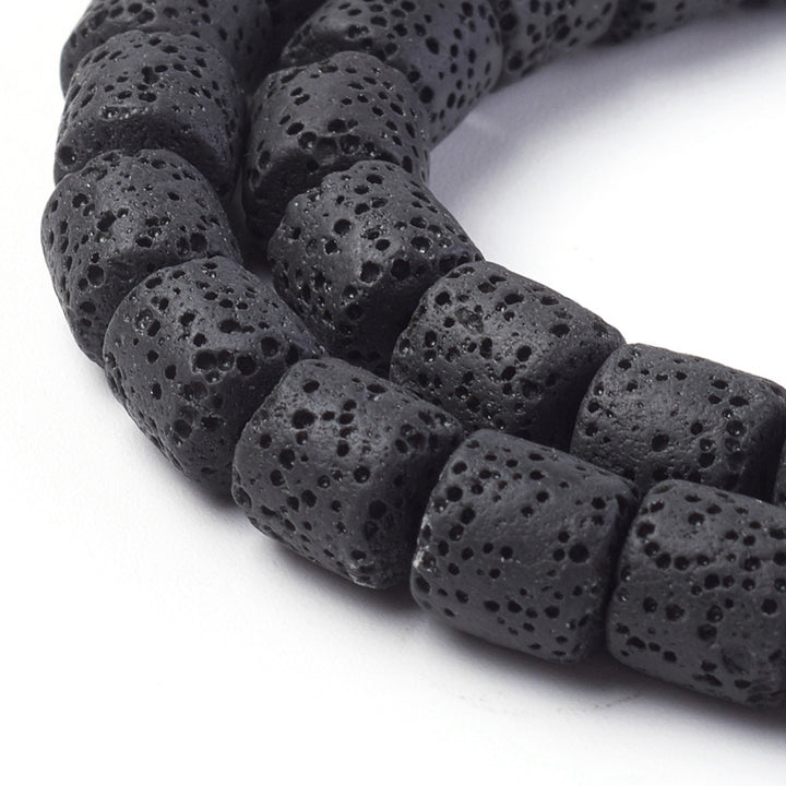 Lava Rock Beads, Column, Black, 8x8.5mm, 31pcs