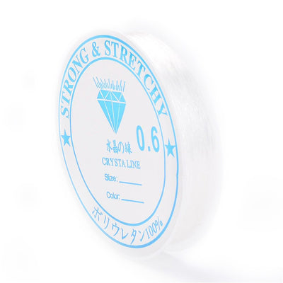 Elastic Crystal Thread, Clear, Transparent, Stretchy Beading Elastic Cord for DIY Jewelry Design. Great Stringing Material Choice for Stretch Bracelets. Affordable Jewelry Supplies.  Size: 0.6mm in diameter, approx. 10 yards(10.5m)/roll