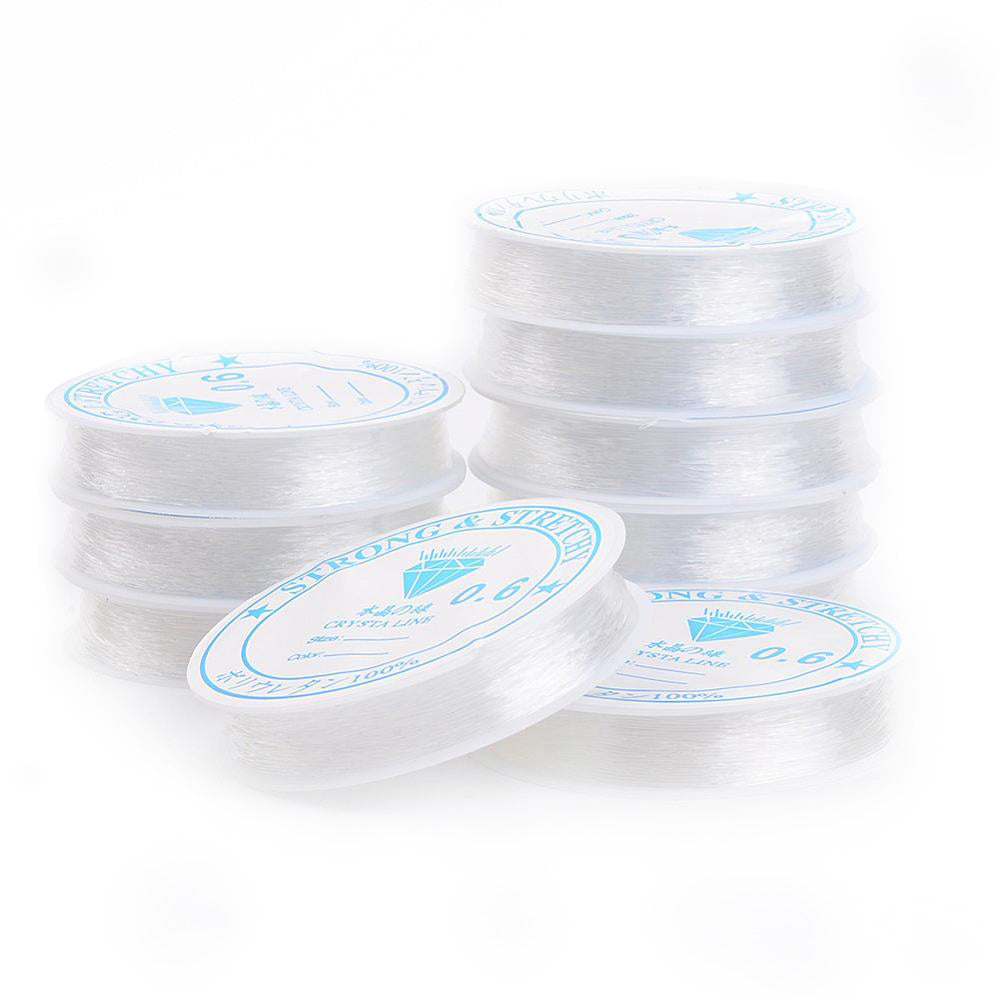 Elastic Crystal Thread, Clear, Transparent, Stretchy Beading Elastic Cord for DIY Jewelry Design. Great Stringing Material Choice for Stretch Bracelets. Affordable Jewelry Supplies.  Size: 0.6mm in diameter, approx. 10 yards(10.5m)/roll