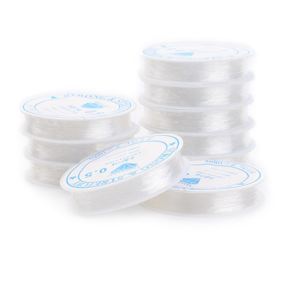 Elastic Crystal Thread, Clear, Transparent, Stretchy Beading Elastic Cord for DIY Jewelry Design. Great Stringing Material Choice for Stretch Bracelets. Affordable Jewelry Supplies.  Size: 0.5mm in diameter, approx. 12 yards(12.5m)/roll.