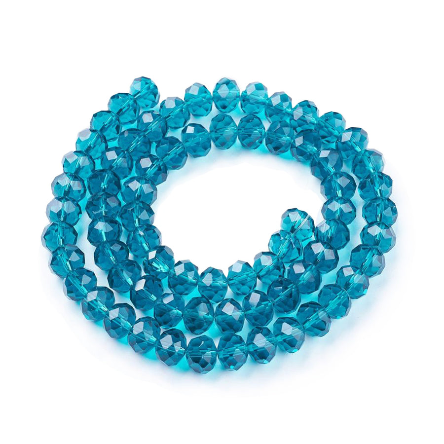 Glass Crystal Beads, Faceted, Dark Cyan Color, Rondelle, Glass Crystal Bead Strands. Shinny, Premium Quality Crystal Beads for Jewelry Making.  Size: 10mm Diameter, 7mm Thick, Hole: 1mm; approx. 70pcs/strand, 16" inches long.  Material: The Beads are Made from Glass. Glass Crystal Beads, Rondelle, Dark Cyan Colored Beads. Polished, Shinny Finish.