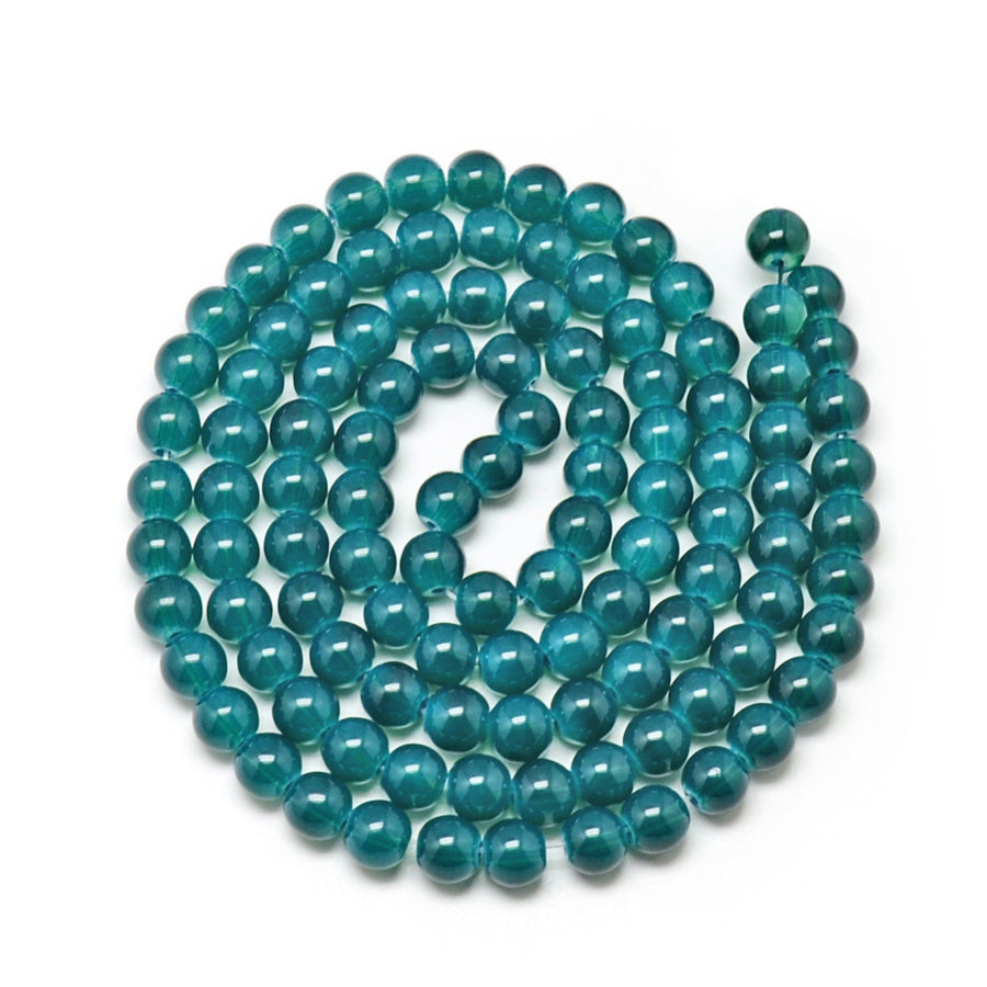 Dark Teal Opalite Imitation Glass Beads, Round Glass Beads for DIY Jewelry Making.   Size: 8-8.5mm Diameter Hole: 1mm; approx. 100pcs/strand, 31" Inches Long.  Material: The Beads are Made from Glass. Dark Teal Blue Colored Beads. Polished, Shinny Finish. bead lot