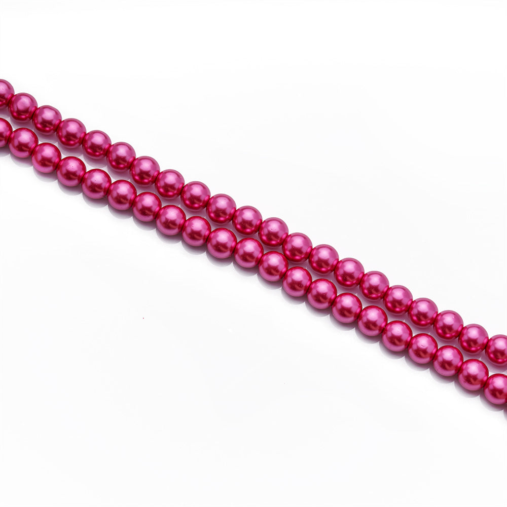 Glass Pearl Beads Strands, Round, Hot Pink, 10mm, Hole: 1~1.5mm, approx. 85pcs/strand, 32 inches/strand  Wide Usage: Glass Pearl Beads are Excellent for Beading,  Jewelry Design, DIY Gifts, Hand Crafts, Necklace and Bracelet Making. 