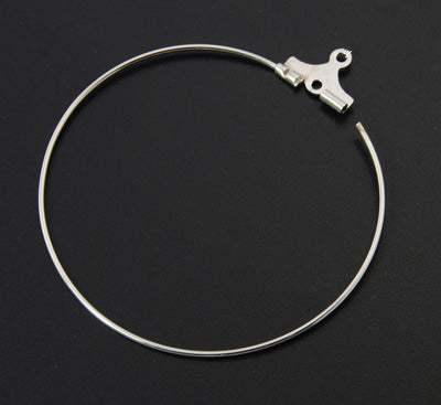 Earring Hoops, Earring Findings, Silver Color Plated.  Size: 45mm, Pin: 0.6mm, 10 pcs/package  Material: 22 Gauge Brass, Round, Beadable Hoop Earrings. Silver Color, Shinny Finish.