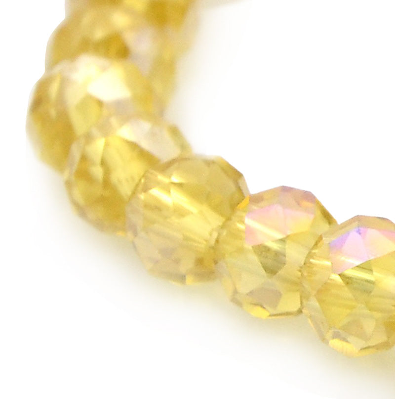 Electroplated Glass Beads, Faceted, Yellow Gold Color, Rondelle, Glass Crystal Bead Strands. Shinny, Premium Quality Crystal Beads for Jewelry Making.  Size: 6mm Diameter, 4mm Thick, Hole: 1mm; approx. 98pcs/strand, 17" inches long.