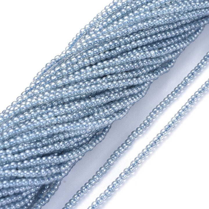 Electroplated Glass Beads, Light Steel Blue Color, 2.5mm, 175pcs/strand