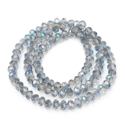 Electroplated Glass Beads, Faceted, Pink Color, Rondelle, Blue Plated Glass Crystal Beads. Shinny Glass Beads for Jewelry Making.  Size: 6mm Diameter, 5mm Thick, Hole: 1mm; approx. 85-88pcs/strand, 15.5" inches long.  Material: The Beads are Made from Glass. Electroplated Austrian Crystal Imitation Beads, Faceted, Rondelle, Light Steel Blue Colored Blue Plated Beads. Polished, Shinny Finish.