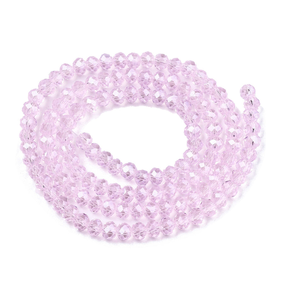 Electroplated Glass Beads, Faceted, Pink Color, Rondelle, Pearl Luster Plated Glass Crystal Beads. Shinny Glass Beads for Jewelry Making.  Size: 6mm Diameter, 5mm Thick, Hole: 1mm; approx. 85-88pcs/strand, 15.5" inches long.  Material: The Beads are Made from Glass. Electroplated Austrian Crystal Imitation Glass Crystal Beads, Faceted, Rondelle, Pink Colored Pearl Luster Plated Beads. Polished, Shinny Finish.