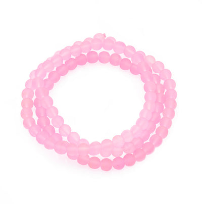 soft pink frosted glass beads. Matte pink colored glass beads for diy jewelry making. Affordable quality frosted glass beads, great for mala bracelets. Frosted Glass Beads, Round, Light Pink Color. Matte Glass Bead Strands for DIY Jewelry Making. Affordable, Colorful Frosted Beads. Great for Stretch Bracelets.  Size: 8mm Diameter Hole: 2mm; approx. 105pcs/strand, 31" Inches Long.