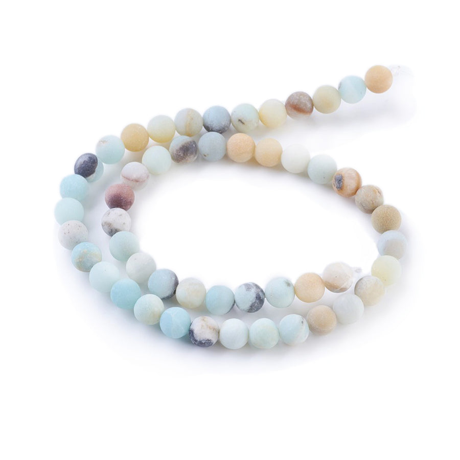 Matte Amazonite Beads, Round. Semi-Precious Amazonite Beads for DIY Jewelry Making.   Size: 4mm in diameter, hole: 1mm, approx. 87pcs/strand, 15 inches.  Material: Genuine Frosted Amazonite Unpolished, Loose Gemstone Beads, High Quality Stone Beads. Multi-Color, Matte Finish. 