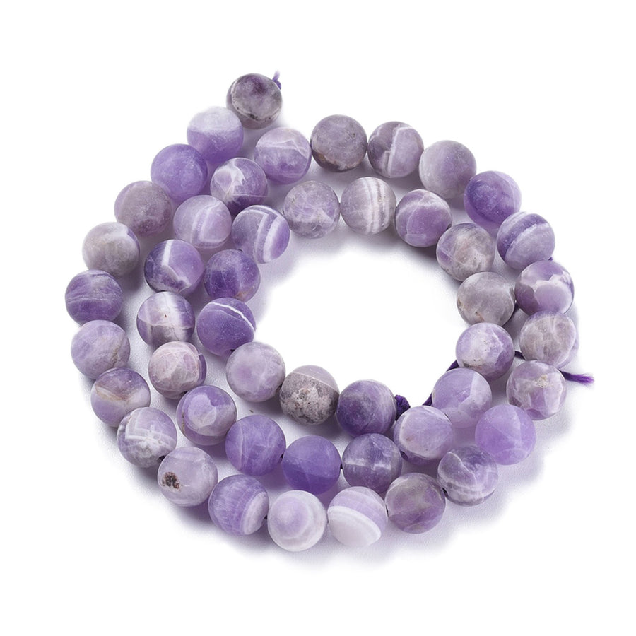 Frosted Natural Amethyst Round Beads. Matte Amethyst Gemstone Beads. Dark Frosted Purple Amethyst, Natural Stone Beads for DIY Jewelry Making. Large Round Natural Amethyst Frosted Crystal Bead Strands.  Size: 8mm Diameter, Hole: 1mm, about 48pcs/strand, 15" inches.