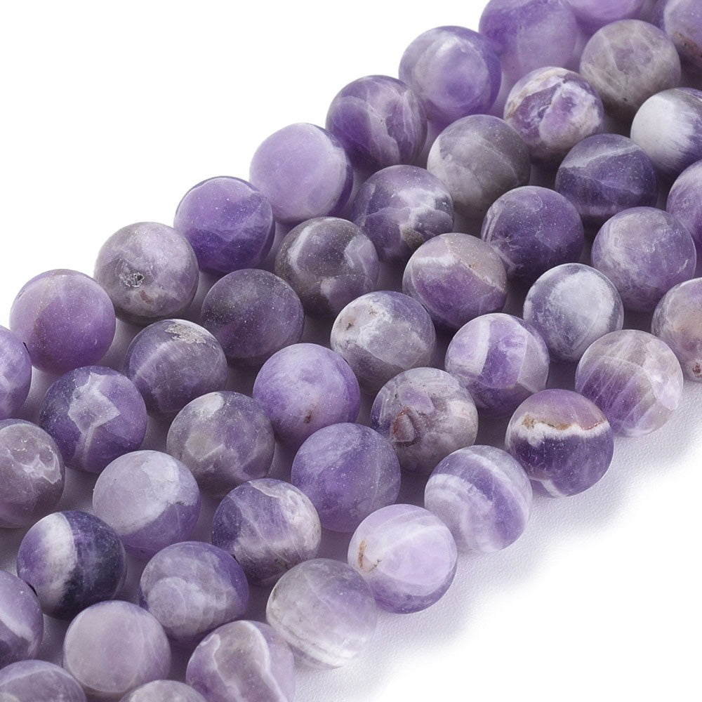 Frosted Natural Amethyst Round Beads. Matte Amethyst Gemstone Beads. Dark Frosted Purple Amethyst, Natural Stone Beads for DIY Jewelry Making. Large Round Natural Amethyst Frosted Crystal Bead Strands.  Size: 8mm Diameter, Hole: 1mm, about 48pcs/strand, 15" inches.