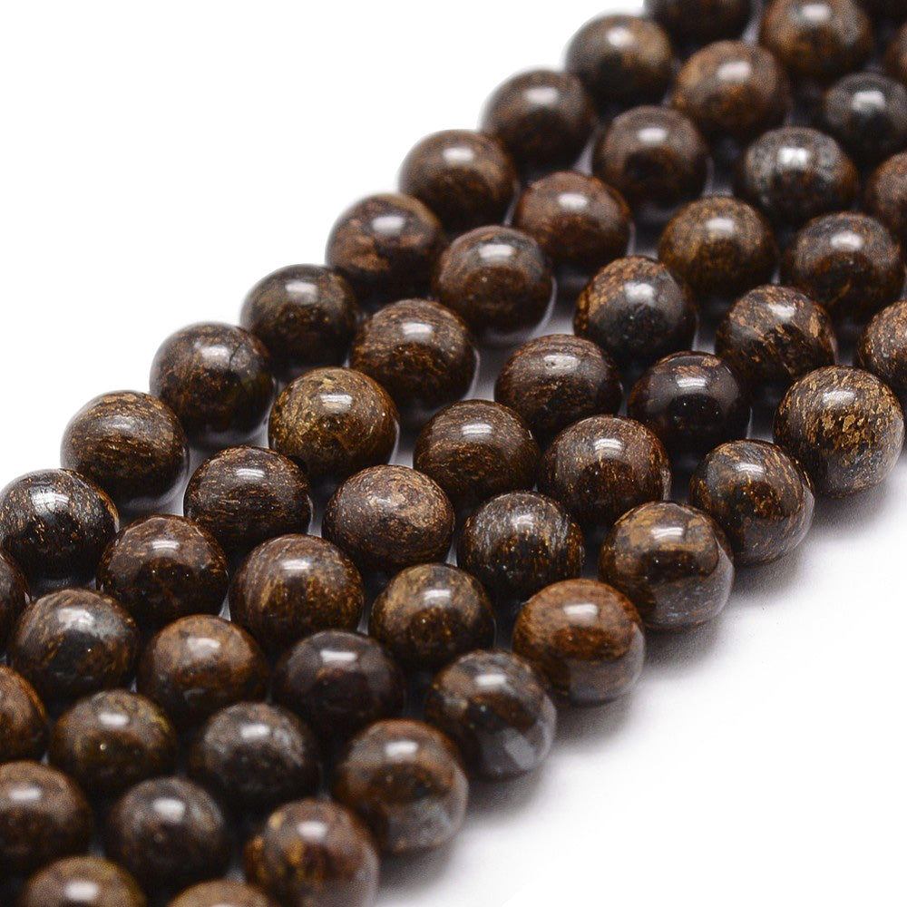 Natural Bronzite Beads, Round, Brown Bronze Color. Semi-precious Bronzite Gemstone Beads for DIY Jewelry Making.    Size: 10mm in Diameter, Hole: 1mm, approx. 37-38pcs/strand, 14.5 inches long.  Material: Genuine Bronzite Natural Stone Beads, Round, Bronze Brown Color. Polished Finish.