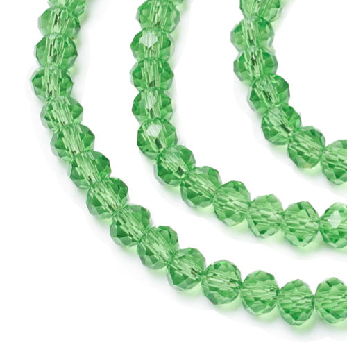 Glass Crystal Beads, Faceted, Lime Green Color, Rondelle, Austrian Imitation Glass Crystal Beads.   Size: 10mm Diameter, 7mm Thick, Hole: 1mm; approx. 60pcs/strand, 15.5" inches long.  Material: The Beads are Made from Glass. Glass Crystal Beads, Rondelle, Lime Green Color Beads. Polished, Shinny Finish.