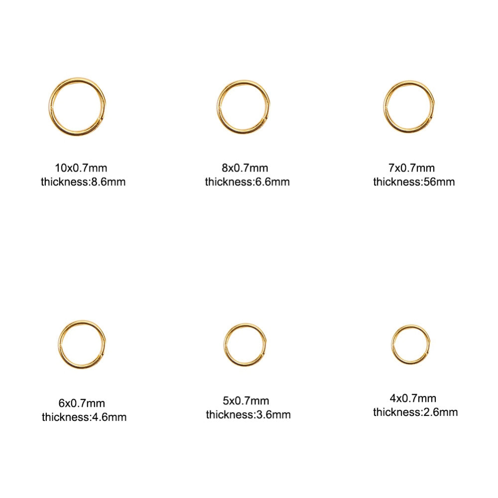 DIY Jewelry Making Kit. Gold Plated Jump Rings, Multi Size Jewelry Making Set. Gold Jump Rings, Multi Size Set, DIY Jewelry Making Kit, 4-10mm Open Jump Rings