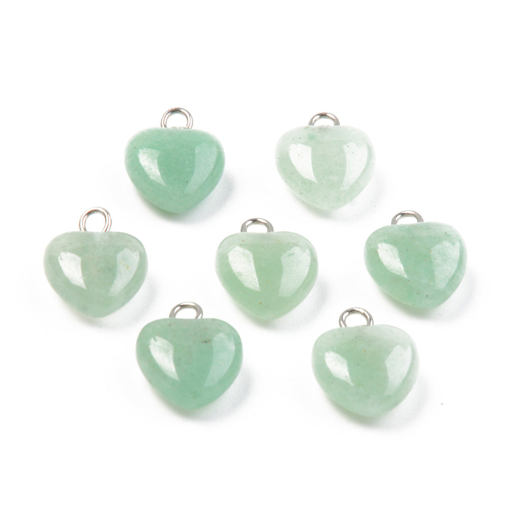 Green Aventurine Charms, Semi-Precious Gemstone Pendants, Heart, 13x10mm, 1pcs/package