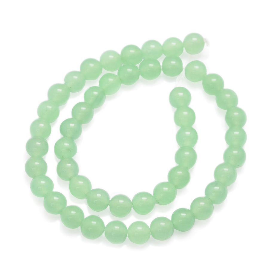 Genuine Natural Malaysia Green Jade Beads, High Quality Crystal Beads. Dyed Pale Light Green Color. Polished, Shinny Finish. Green Jade Crystal Beads, Round, Dyed, Light Green Color. Semi-Precious Gemstone Beads for DIY Jewelry Making. Great for Mala Bracelets.