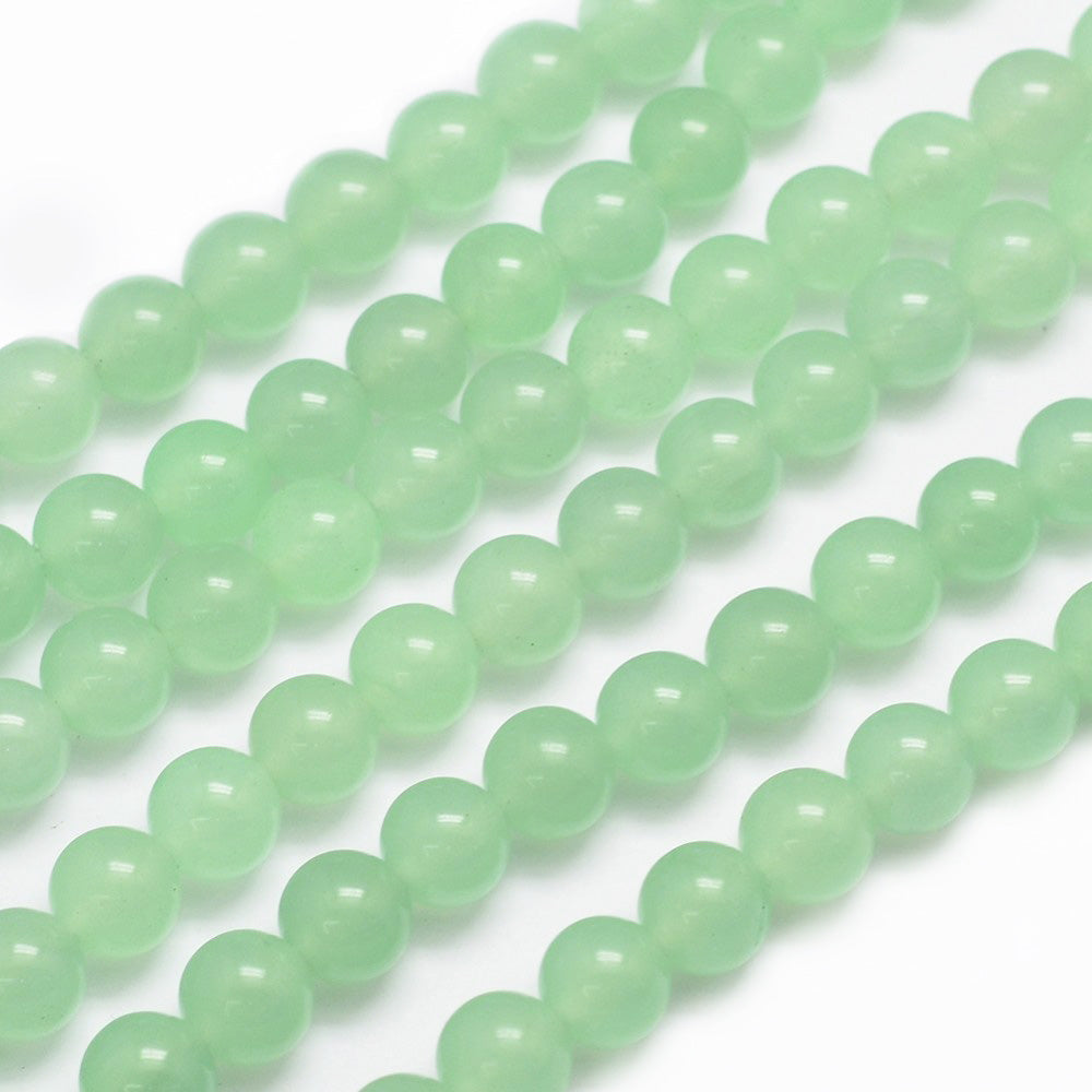 Pale Green Jade Beads, Semi-Precious Stone, 8mm, 48pcs/strand