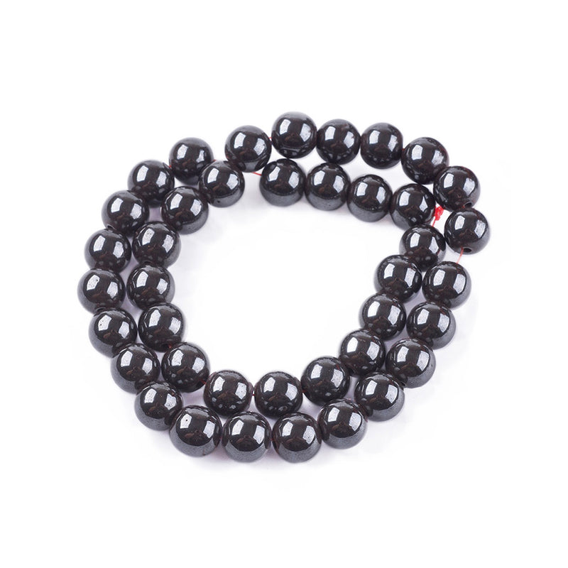 Premium Grade Magnetic Hematite Beads, Round, Metallic Gunmetal Color. Semi-Precious Stone Beads for Jewelry Making. Affordable Beads for Jewelry Making.  Size: 6mm Diameter, Hole: 1mm, approx. 64pcs/strand, 15 Inches Long.