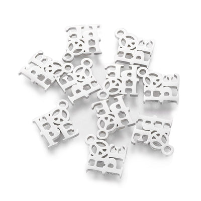201 Laser Cut Stainless Steel Flat, Word Hope Charms, Stainless Steel Colored Pendant Charms for DIY Jewelry Making.   Size: 13.5mm Width, 12mm Length, 1.2mm Thick, Hole: 1.5mm, Quantity: 1 pcs/bag.   Material: 304 Stainless Steel Charms. Stainless Steel Silver Color. Shinny Finish.