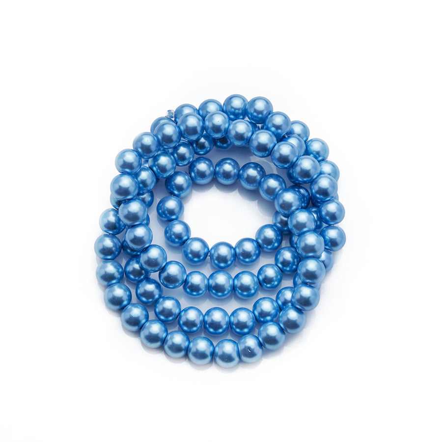 Glass Pearl Beads Strands, Round, Ice Blue Color Glass Pearl Colorful Beads Size: approx. 10mm in diameter, hole: 1~1.5mm, about 85pcs/strand, 32 inches/strand.  Wide Usage: Glass Pearl Beads are Excellent for Beading,  Jewelry Design, DIY Gifts, Hand Crafts, Necklace and Bracelet Making.  www.beadlot.com