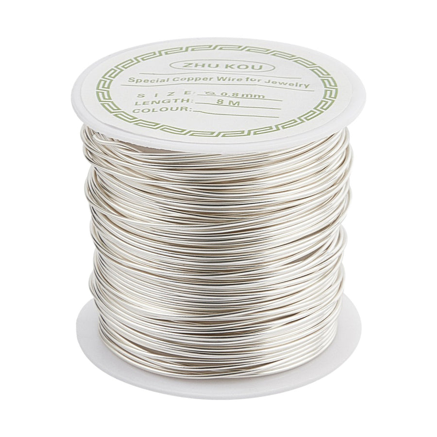 Artistic Wire, Copper Beading Wire for Wire Warping. Affordable DIY Jewelry Making Supplies.  SIZE: 20 Gauge , 0.8mm Diameter, approx. 26 Feet (8m) per roll.  ●Material: Silver Plated Copper Wire, 20 Gauge.