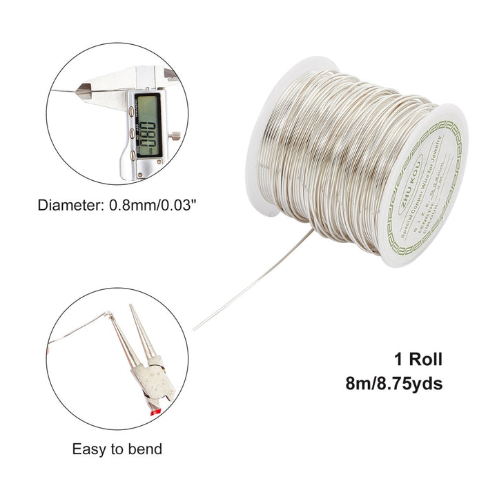 Artistic Wire, Copper Beading Wire for Wire Warping. Affordable DIY Jewelry Making Supplies.  SIZE: 20 Gauge , 0.8mm Diameter, approx. 26 Feet (8m) per roll.  ●Material: Silver Plated Copper Wire, 20 Gauge.