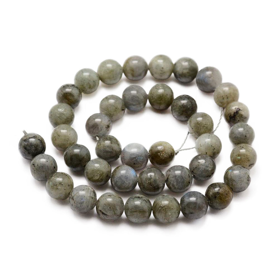 Natural Labradorite Beads, Round, Grey Color. Semi-Precious Gemstone Beads for DIY Jewelry Making. Gorgeous, High Quality Natural Stone Beads.  Size: 8mm Diameter, Hole: 1mm; approx. 48pcs/strand, 15" Inches Long.