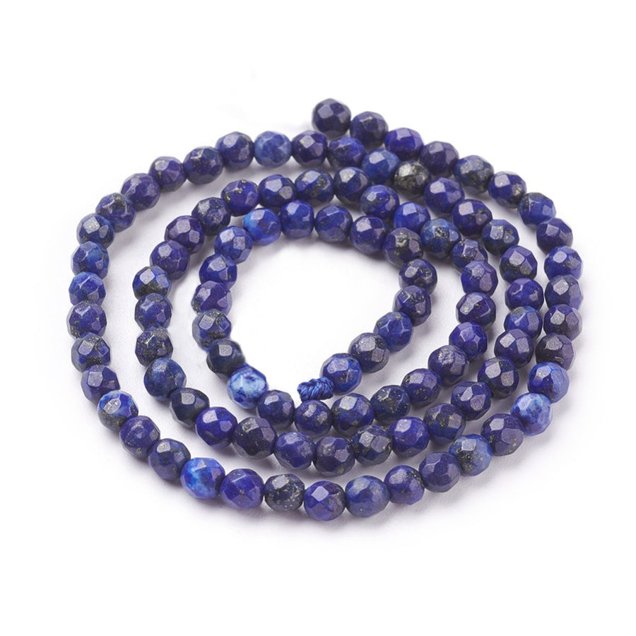 Faceted Natural Lapis Lazuli Beads, Round, Midnight Blue Color. Semi-precious Lapis Lazuli Gemstone Beads for DIY Jewelry Making.    Size: 4mm in diameter, hole: 1mm, approx. 95-96pcs/strand, 15 inches long.  Material: Genuine Natural Dark Blue Lapis Lazuli Bead Strand, Round, Loose Stone Beads. Midnight Blue Color. Polished Finish.