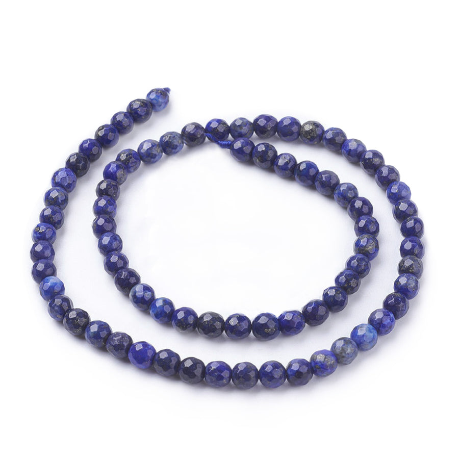 Faceted Natural Lapis Lazuli Beads, Round, Midnight Blue Color. Semi-precious Lapis Lazuli Gemstone Beads for DIY Jewelry Making.    Size: 6mm in diameter, hole: 1mm, approx. 58-59pcs/strand, 14 inches long.  Material: Genuine Natural Dark Blue Lapis Lazuli Bead Strand, Round, Loose Stone Beads. Midnight Blue Color. Polished Finish.