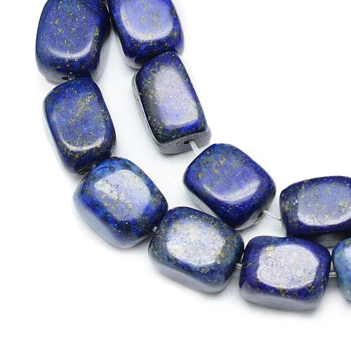 Natural Lapis Lazuli Beads, Cuboid Shaped Beads, Dark Blue Color. Semi-precious Lapis Lazuli Gemstone Beads for DIY Jewelry Making.    Size: 12-15mm Length, 8-12mm Width, Hole: 1.5mm, approx. 27-30pcs/strand, 15" inches long.  Material: Genuine Natural Lapis Lazuli Beads, Cuboid Dark Blue Color. Polished Finish.