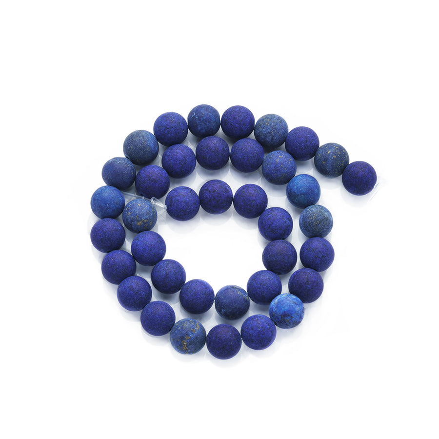 Natural Lapis Lazuli Beads, Round, Frosted Blue Color. Matte Semi-precious Lapis Lazuli Gemstone Beads for DIY Jewelry Making.    Size: 4mm Diameter, Hole: 1mm, approx. 93-96pcs/strand, 14.5" Inches Long.  Material: Frosted Lapis Lazuli Beads, Round, Dyed, Blue Color. Matte Finish.
