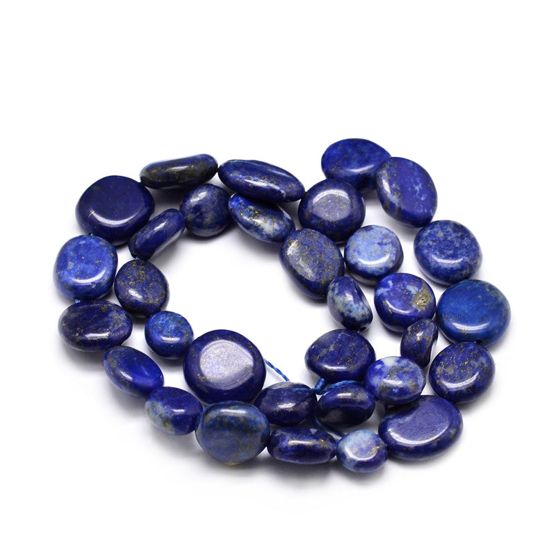 Natural Lapis Lazuli Stone Nuggets, Light Blue Color. Semi-Precious Nugget Beads for Jewelry Making.  Size: 9-12x8-13x5-7mm, Hole: 0.5mm, approx. 15" Inches Long.  Material: Genuine Lapis Lazuli Nugget Beads, Light Blue and Dark Blue colored Nuggets. Polished Finish. 