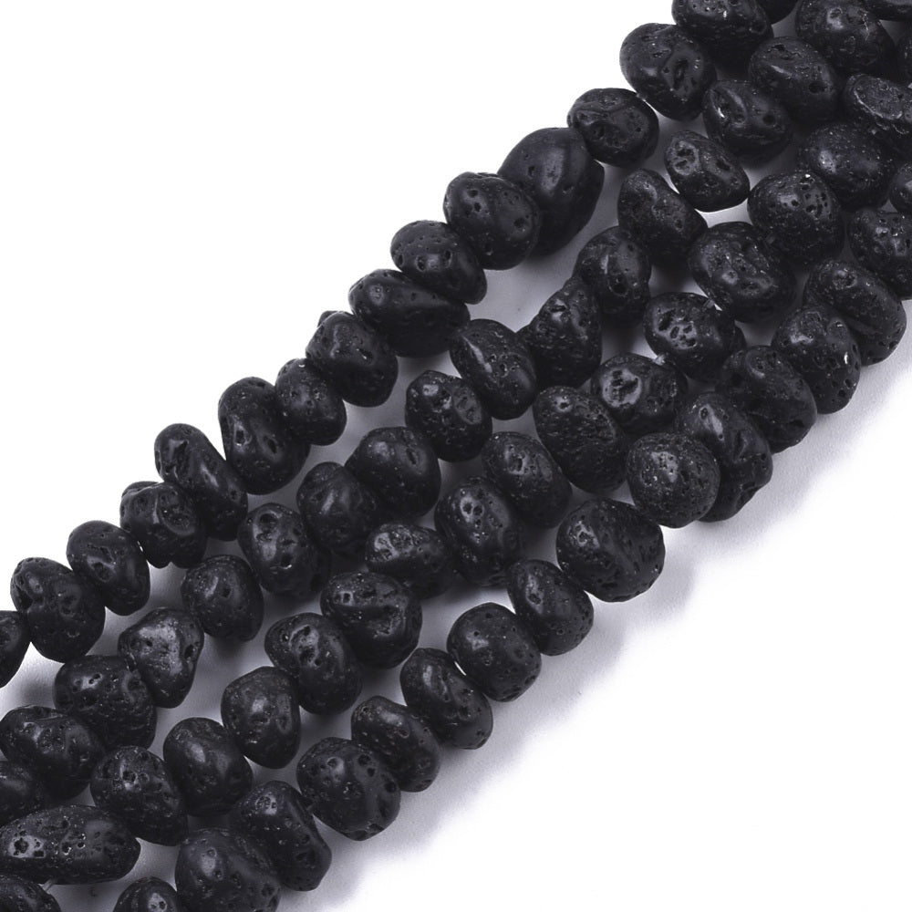 Bright Gold Electroplated Lava Rock Beads – 15.5" Strand, Choose 6mm, 8mm, Or 10mm