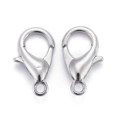 Lobster Claw Clasp for DIY Jewelry Making. Silver Color, Parrot Trigger Clasps.  Size: 12x6mm, Hole: 1.2mm, 10 pcs/package  Material: Alloy Lobster Clasps, Cadmium and Lead Free.   Usage: These Clasp are used to finish of necklaces or bracelets.