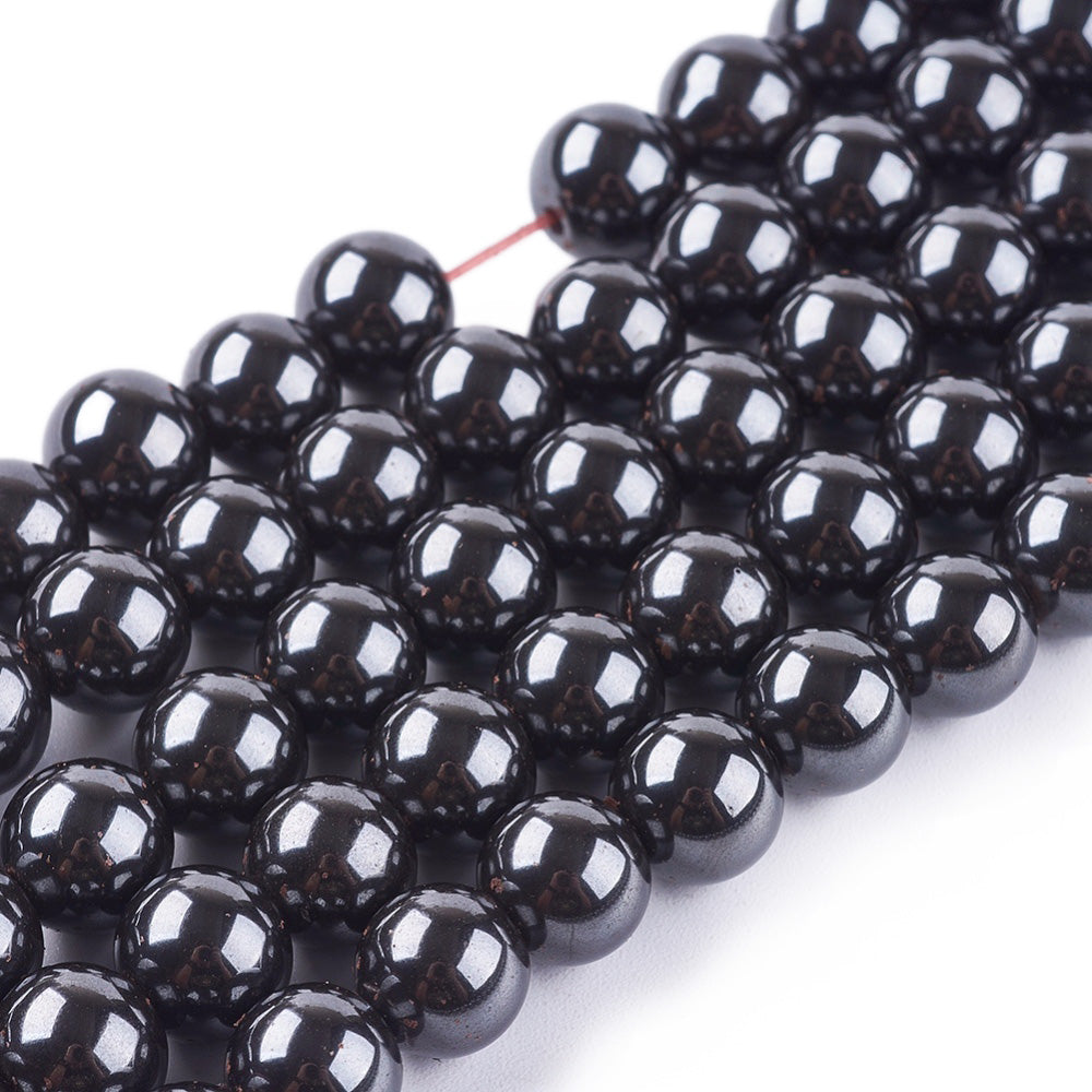 Premium Magnetic Hematite Beads, Round, Metallic Gunmetal Color. Semi-Precious Stone Beads for Jewelry Making. Affordable Beads for Jewelry Making.  Size: 4mm Diameter, Hole: 0.5mm, approx. 92pcs/strand, 14.5 Inches Long.  Material: Magnetic Hematite Bead Strands. Metallic Black/Gunmetal Colored Stone Beads. Polished, Shinny Metallic Lustrous Finish.