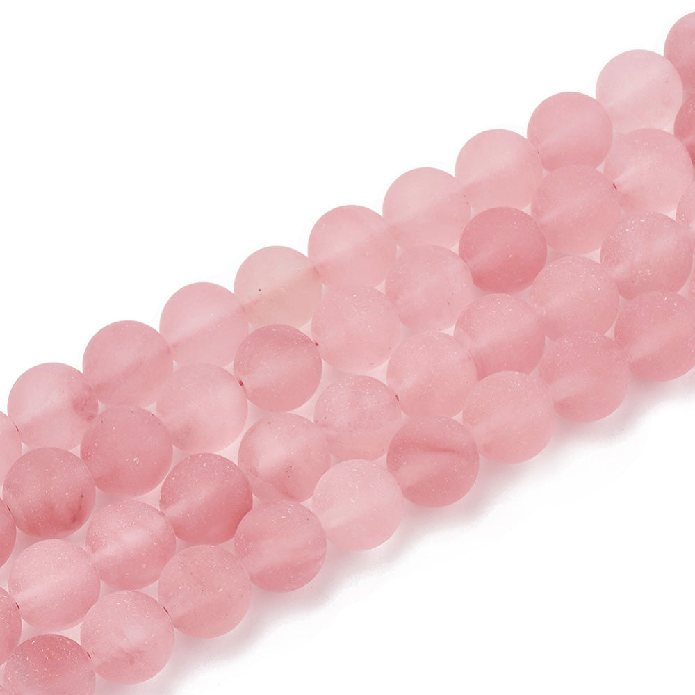 Natural Frosted Cherry Quartz Beads, Round, Salmon Pink Color. Matte Semi-Precious Gemstone Beads for DIY Jewelry Making. Gorgeous, High Quality Stone Beads.  Size: 8mm Diameter, Hole: 1mm; approx. 45pcs/strand, 15" Inches Long.  Material: Natural Frosted Cherry Quartz Beads, High Quality, Affordable Crystal Beads. Pale  Pink Color. Unpolished, Matte Finish. 