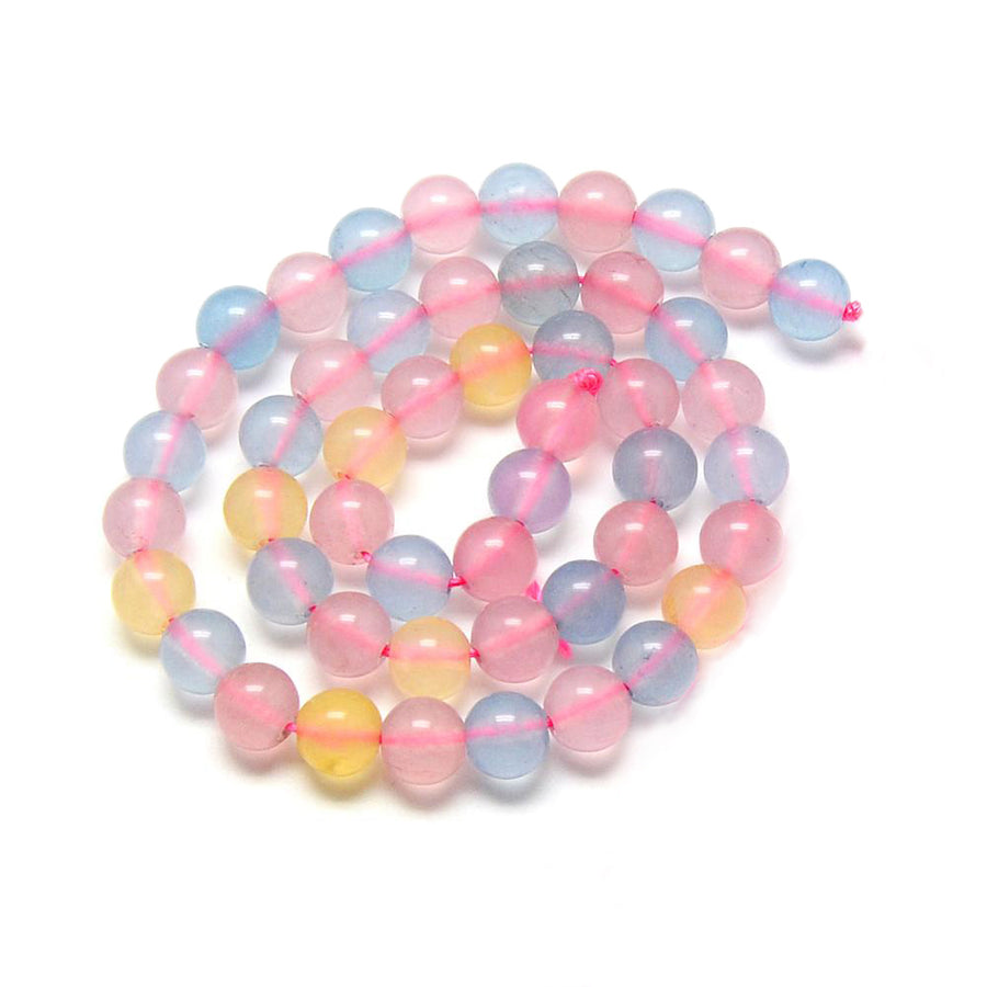 Natural Morganite Beads, Round, Pale Multi-Color. Semi-Precious Crystal Gemstone Beads for Jewelry Making. Great for Stretch Bracelets.  Size: 6mm in Diameter, Hole: 1mm; approx. 62pcs/strand, 15" Inches Long.  Material: Genuine Morganite Beads. Dyed Vibrant Morganite Colored Beads. Pale Mixed Colors. Polished, Shinny Finish.