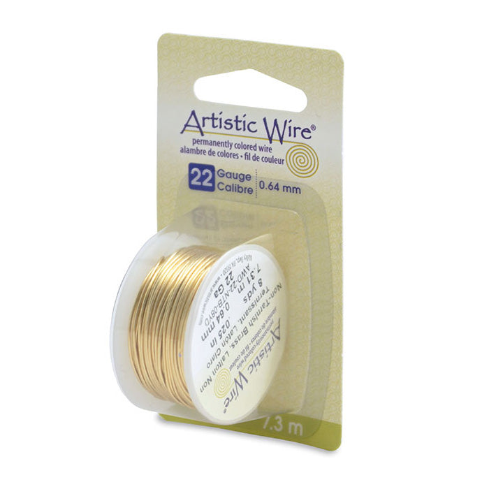 Tarnish Resistant Brass Craft Wire for DIY Jewelry Making and Wire Wrapping.  Size: 22 Gauge (0.64mm) Brass Craft Wire, 8 yd/7.3m Length.  Color: Tarnish Resistant Brass  Material: Brass  Brand: Artistic Wire