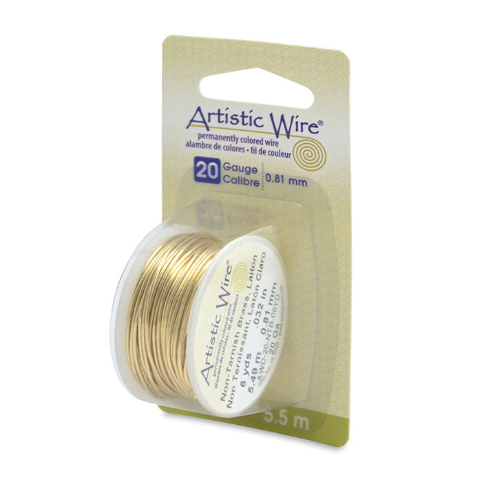 Tarnish Resistant Brass Craft Wire for DIY Jewelry Making and Wire Wrapping.   Size: 20 Gauge (0.81mm) Brass Craft Wire, 6 yd/5.5m Length.  Color: Tarnish Resistant Brass  Material: Brass  Brand: Artistic Wire