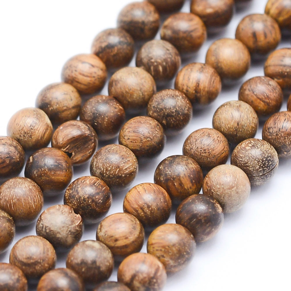 Natural African Padauk Wood Beads Strands, Undyed, Round Wooden Beads for DIY Jewelry Making. Premium Quality Wooden Beads at Affordable Prices.  Size: 6mm in diameter, hole: 1mm; about 64pcs/strand, 15.7''inches.