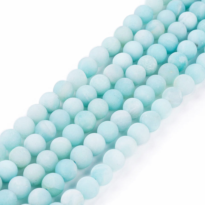 Beautiful Natural Amazonite Beads, Grade A, Frosted, Round. Matte Amazonite Gemstone Beads for DIY Jewelry Making.   Size: 8mm in diameter, hole: 1mm; about 46pcs/strand, 14.7" inches long.  Material: Grade "A" Genuine Multi-Colored Amazonite, Loose Stone Beads, High Quality Stone Beads. Multi-Color, Polished, Shinny Finish. 