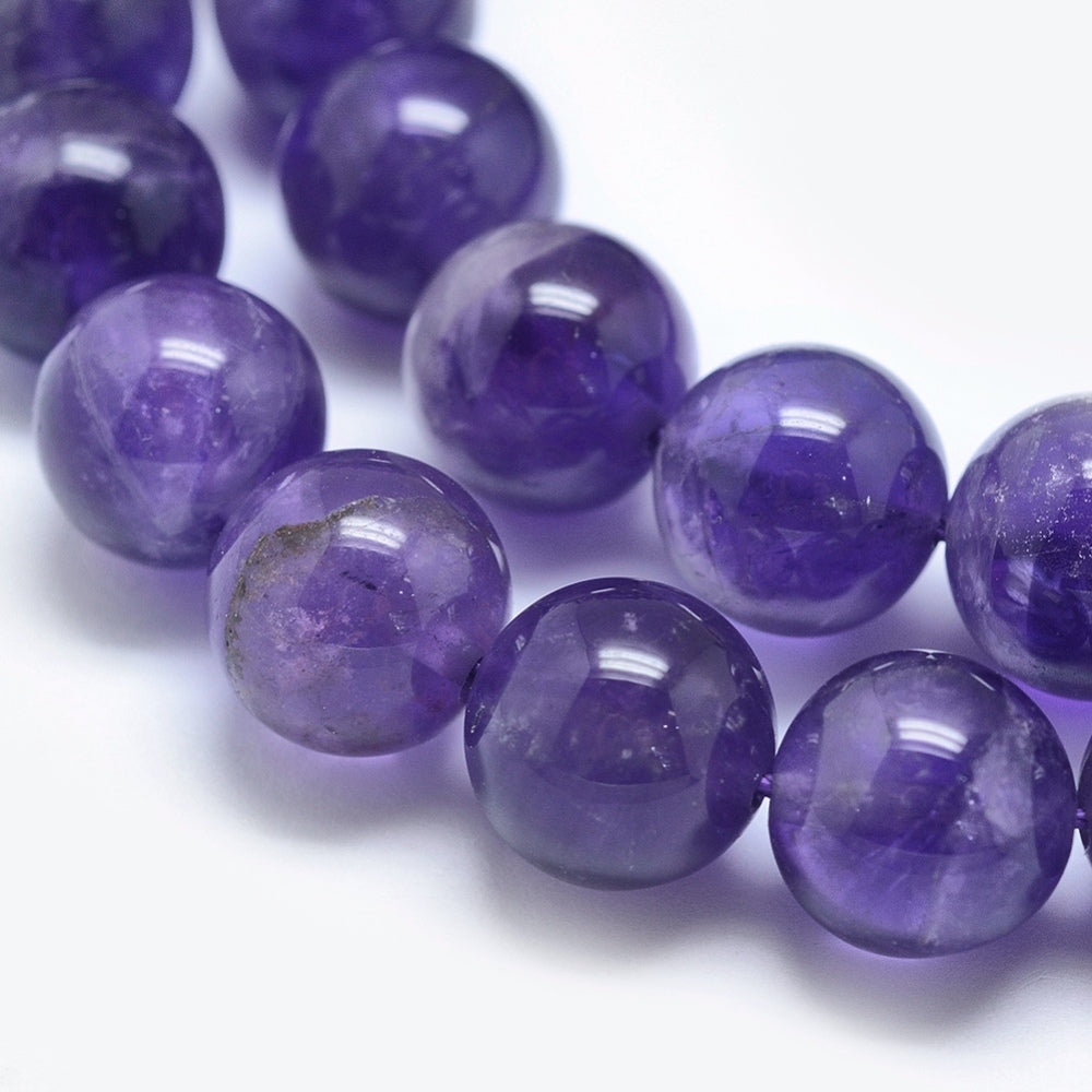 Natural Amethyst Crystal Beads, Round, Purple Color. Semi-Precious Gemstone Beads for DIY Jewelry Making. Gorgeous, High Quality Crystal Beads.  Size: 8mm Diameter, Hole: 1mm; approx. 48pcs/strand, 15 Inches Long.